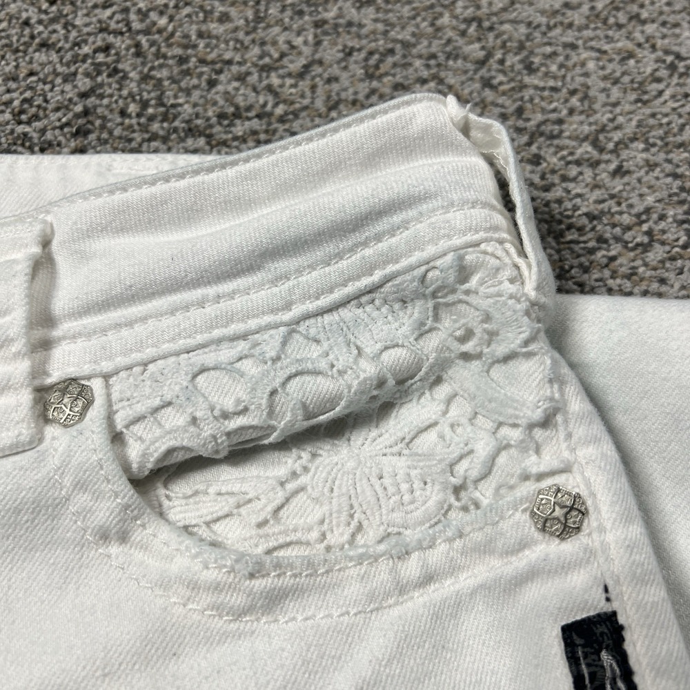 Silver Jeans Womens 31 White Suki Mid Capri 25" Lace Mid Rise Stretch Denim - Picture 6 of 16